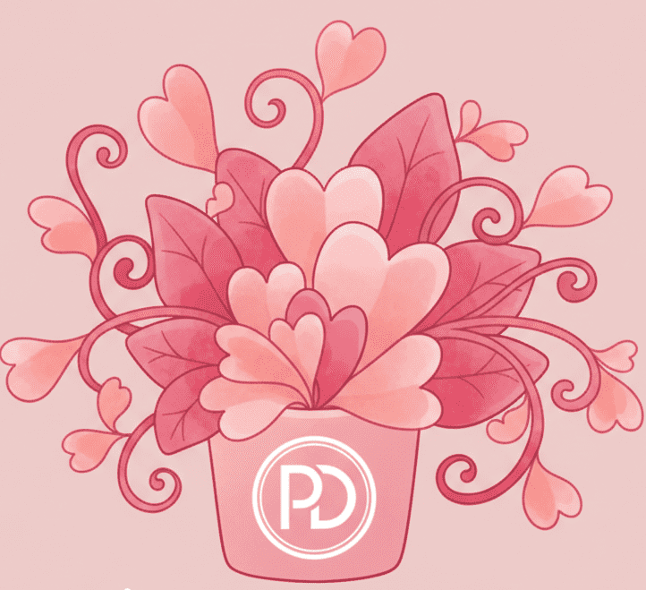 Animated pink plant in a pink pot